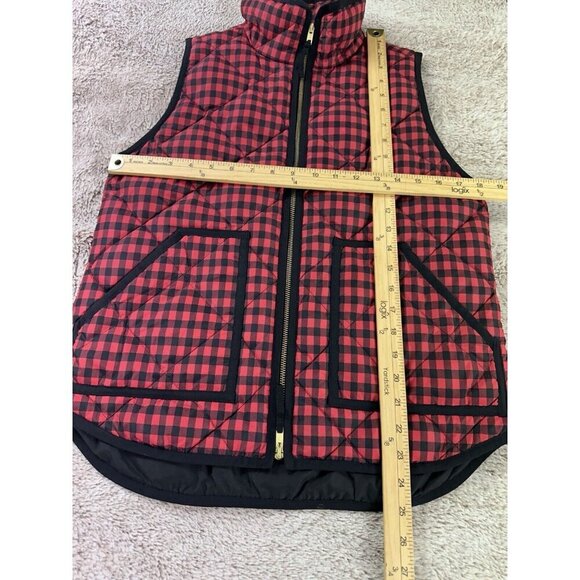J. Crew women’s Red checked Quilted puffer vest with front pockets Size S New - Picture 5 of 12